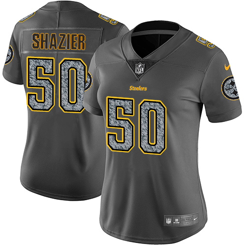 Nike Steelers #50 Ryan Shazier Gray Static Women's Stitched NFL Vapor Untouchable Limited Jersey - Click Image to Close